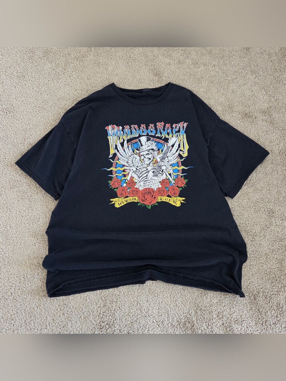 Vintage Black Graphic Short-Sleeve Band Tee Men's L